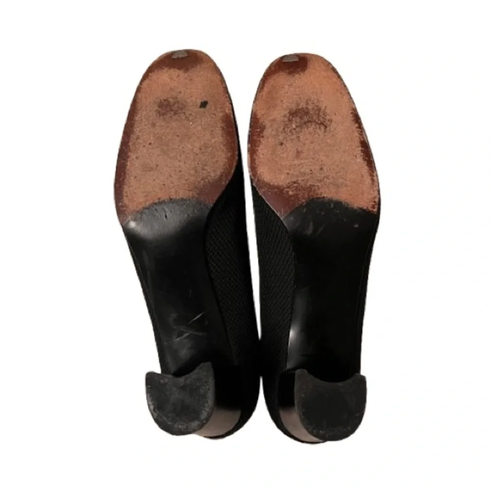 Stuart Weitzman Black Herringbone Block Heel Fabric Heels - Size 9